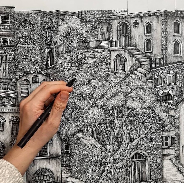 针管笔$全球最抠女画家,用针管笔惊艳世界,这细节和线条让人惊叹不已!