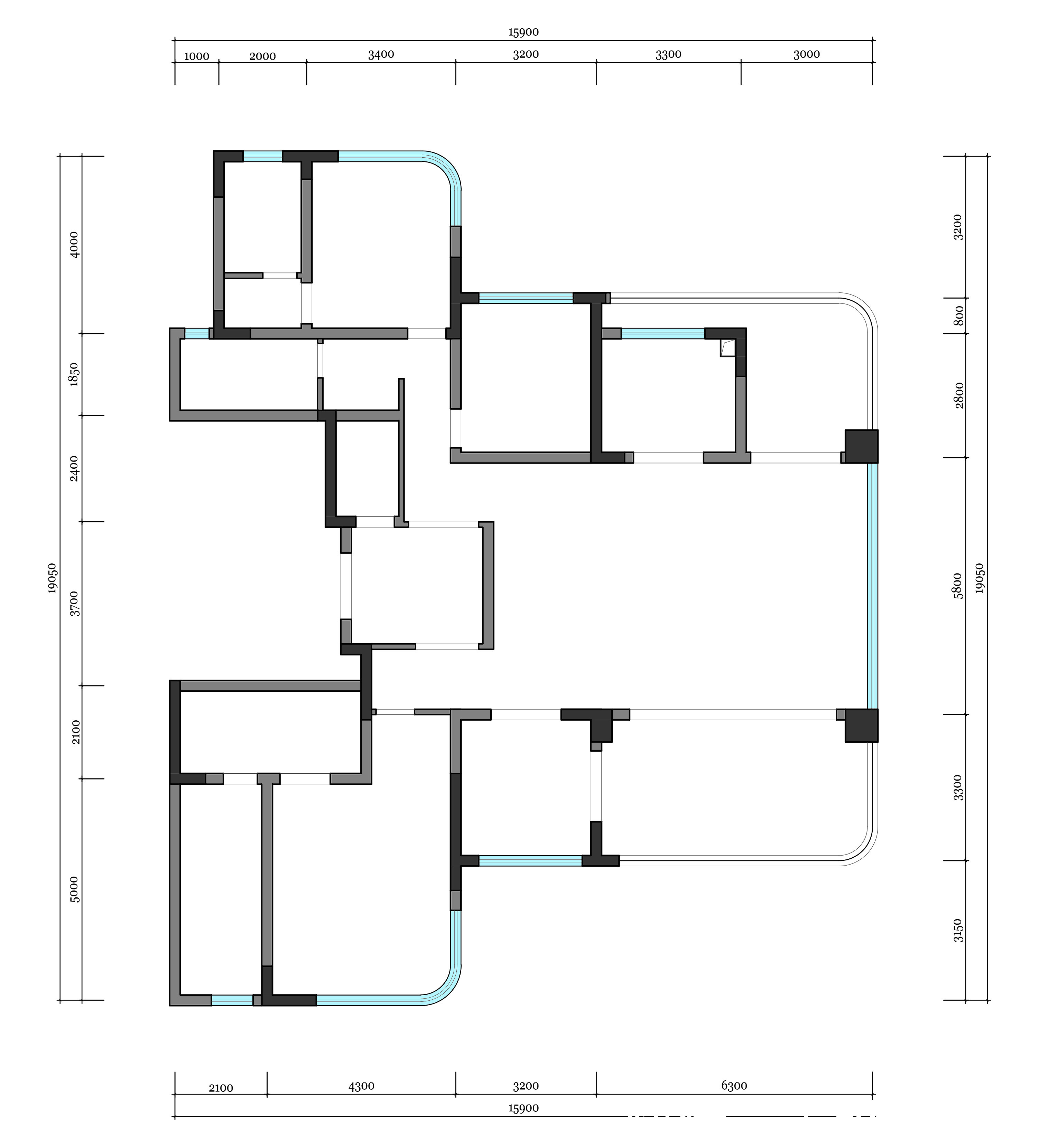 对称|4室改2室,205㎡新中式大平层