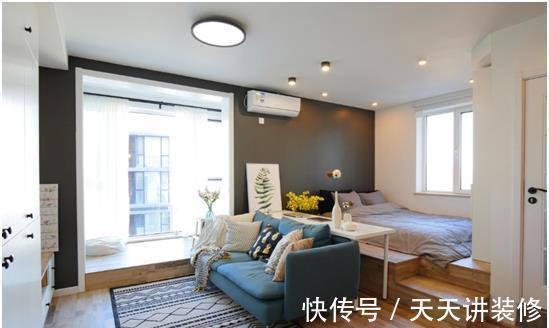 干湿分区|50平米小户型欧式风,客厅加个地台,好看又实用