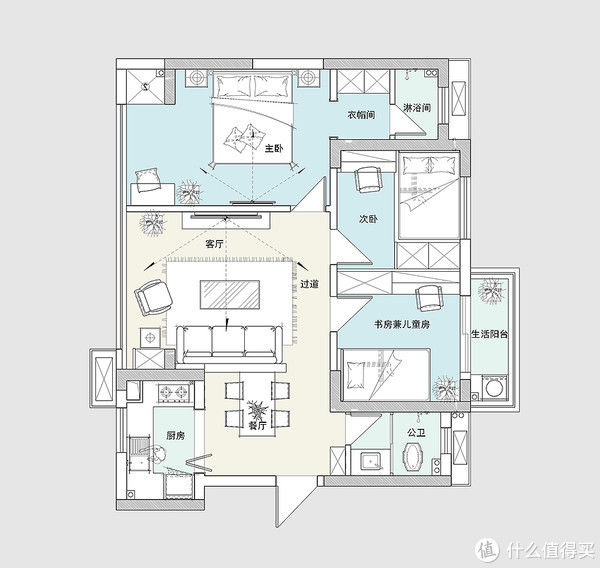 远见|她把100㎡三居室利用到了极致,每个空间都很舒适,很有远见和眼光