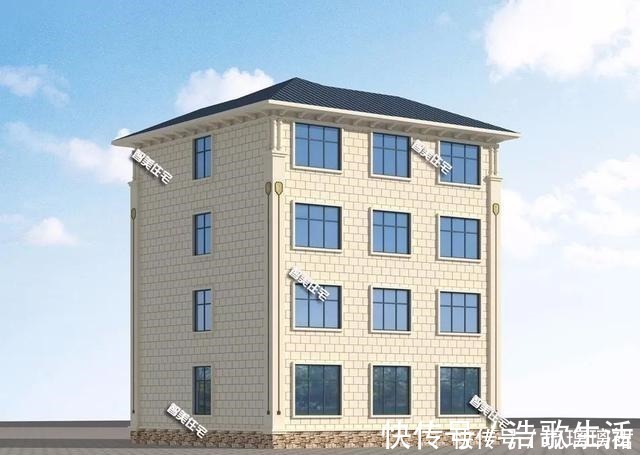 外墙面|4栋12×11米农村别墅,前三栋客厅挑空设计,两层也够大气!