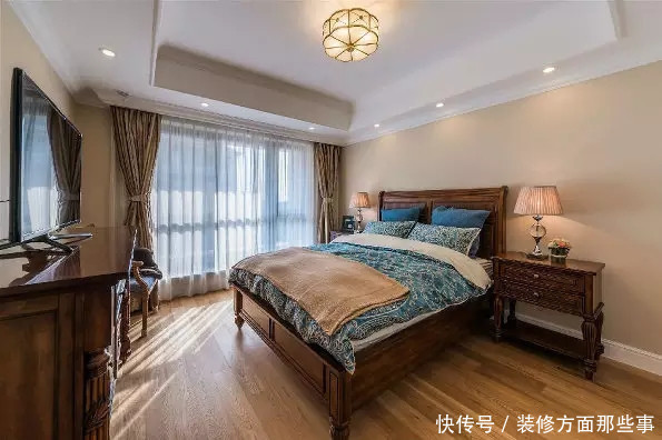 端景|200平美式别墅无主灯,但是凹吊顶上的射灯如星罗棋布的夜空