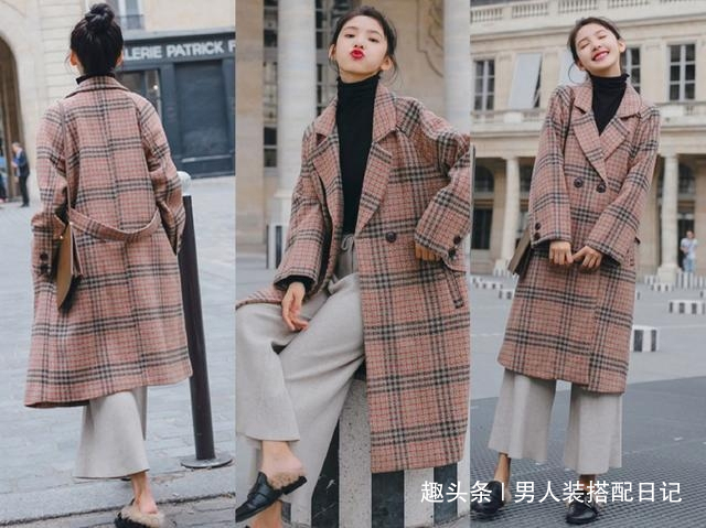 毛呢 毛呢大衣+阔腿裤,秋冬这样穿最流行,谁穿谁显瘦!