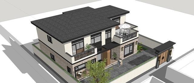 庭院|别墅设计两层新中式别墅太棒,不仅带两个露台,庭院还十分巴适!