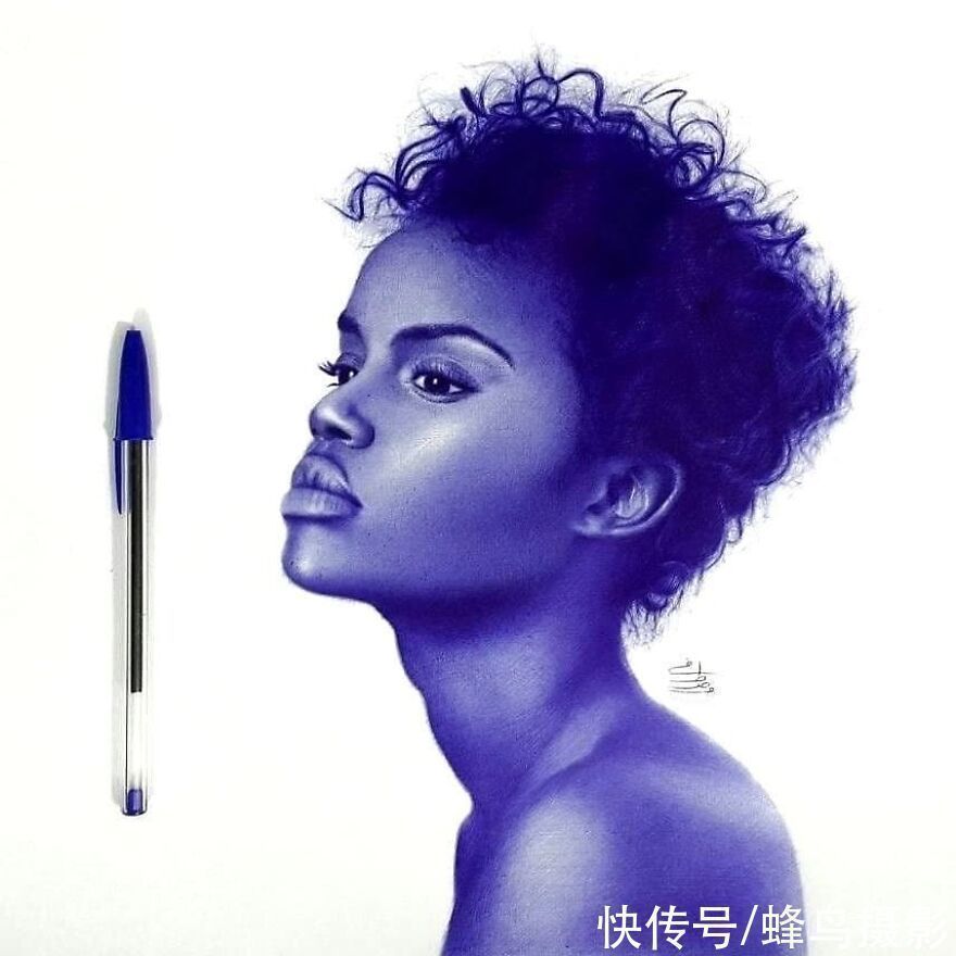 肖像&有这水平还要相机干嘛?30张圆珠笔画,图1画了一个月细到毛孔