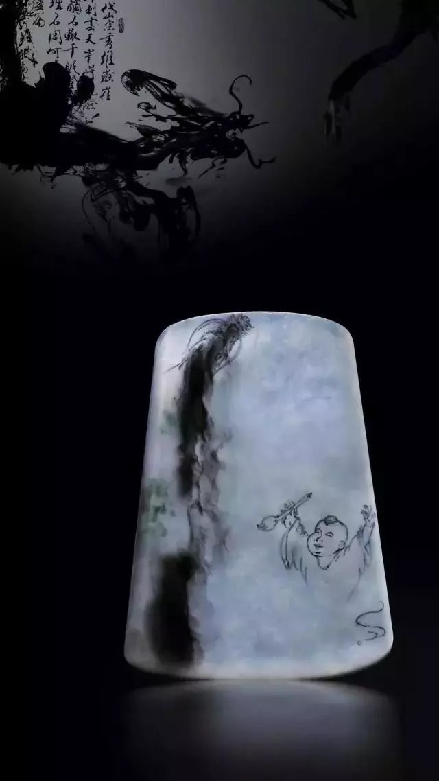 黑与白|翡翠玉雕中的水墨画,这样的意境翡翠你肯定没有见过!