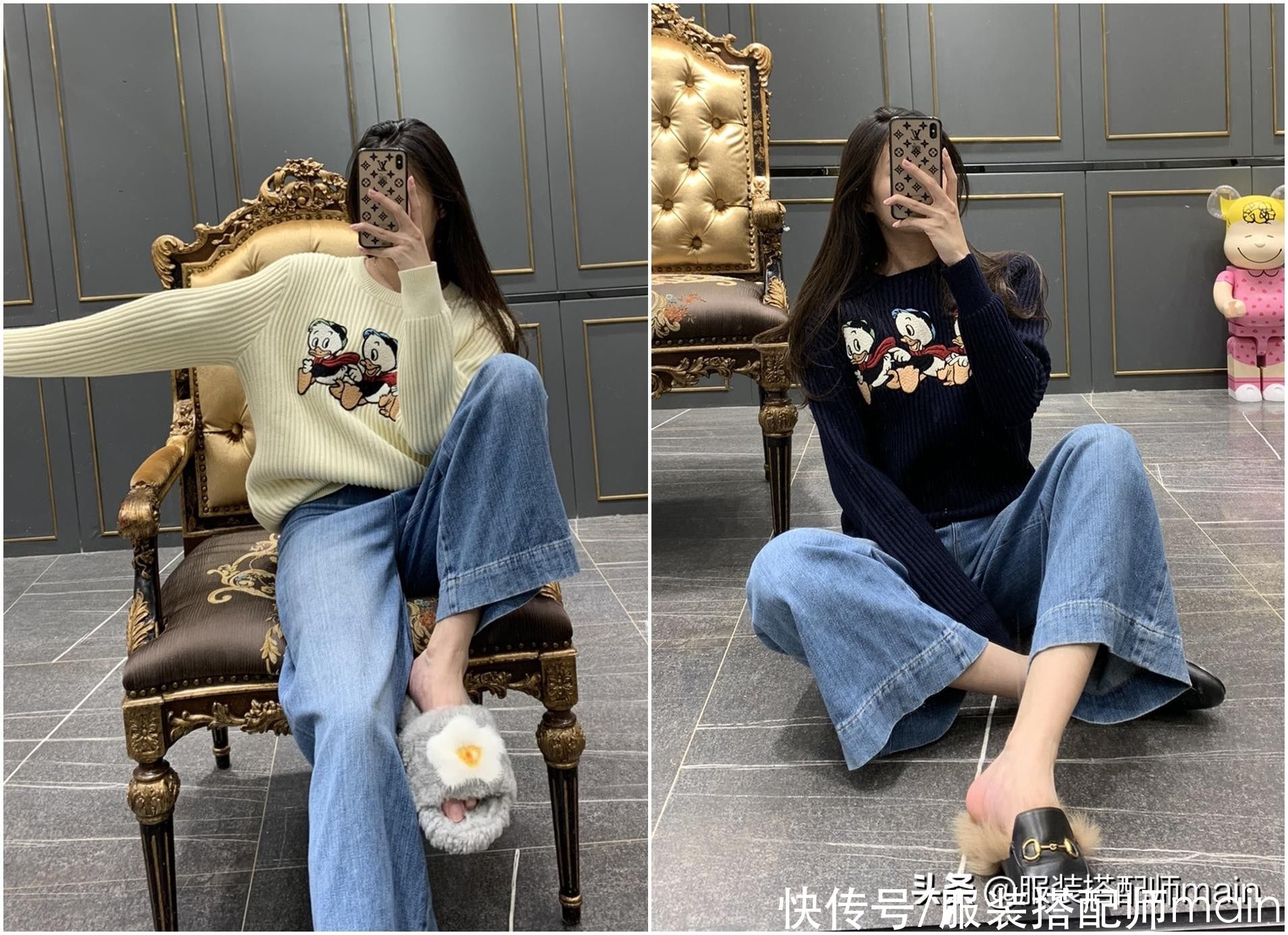 印花毛衣，春天穿正好，教你4个精致又时髦的穿搭思路