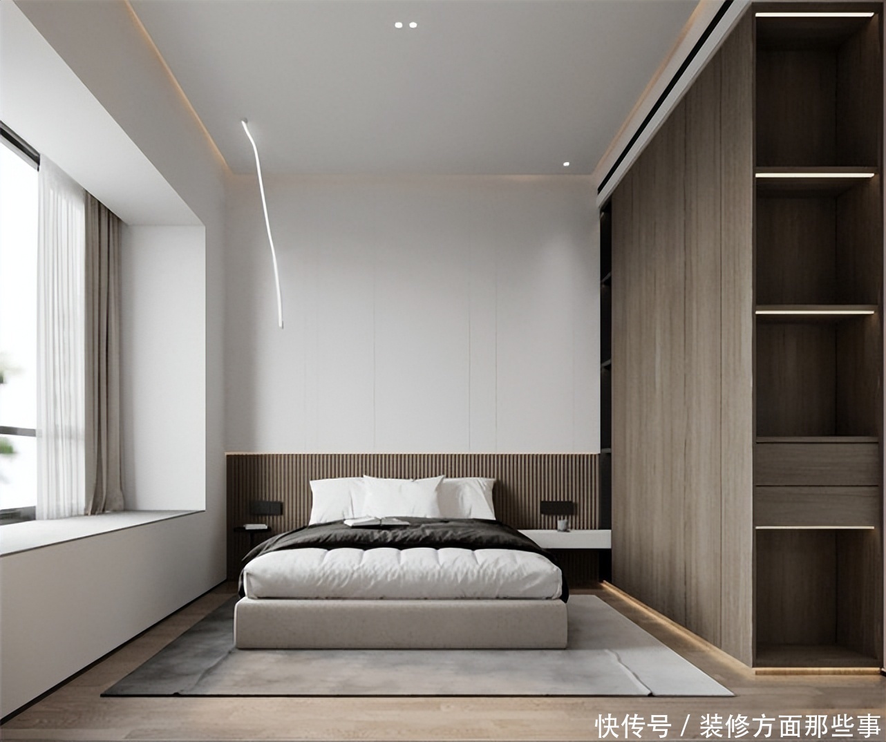 装修|87平简约风二居室,深灰色的木纹肌里诉说着年轮和岁月