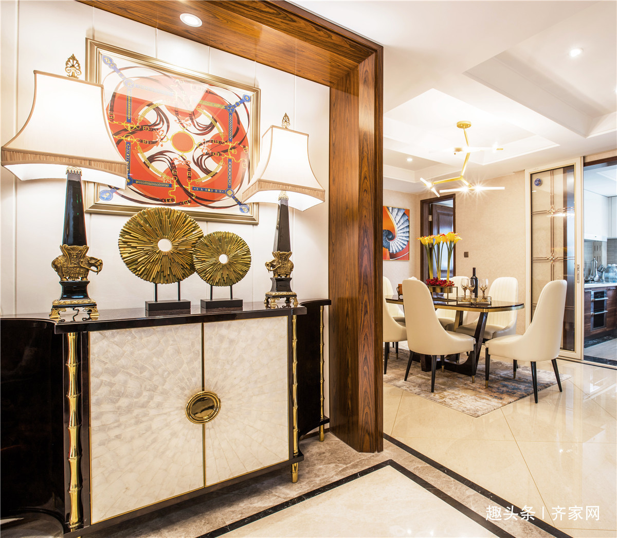 轻奢|美式轻奢三居,金属元素光泽感与设计交融,营造雅致与奢华!