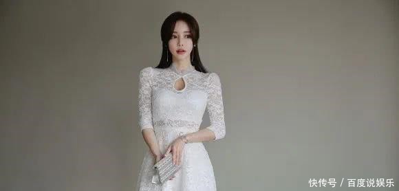 卷叶|美女鉴赏:苔丝风铃卷叶纯色幽雅小洋裙