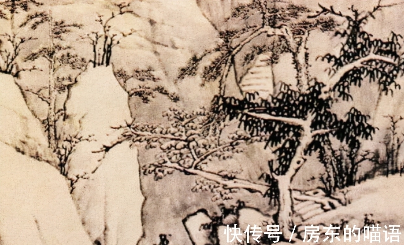 笔墨#古画《松雪图》欣赏:笔墨虚实变化巧妙,突显古人绘画的内容