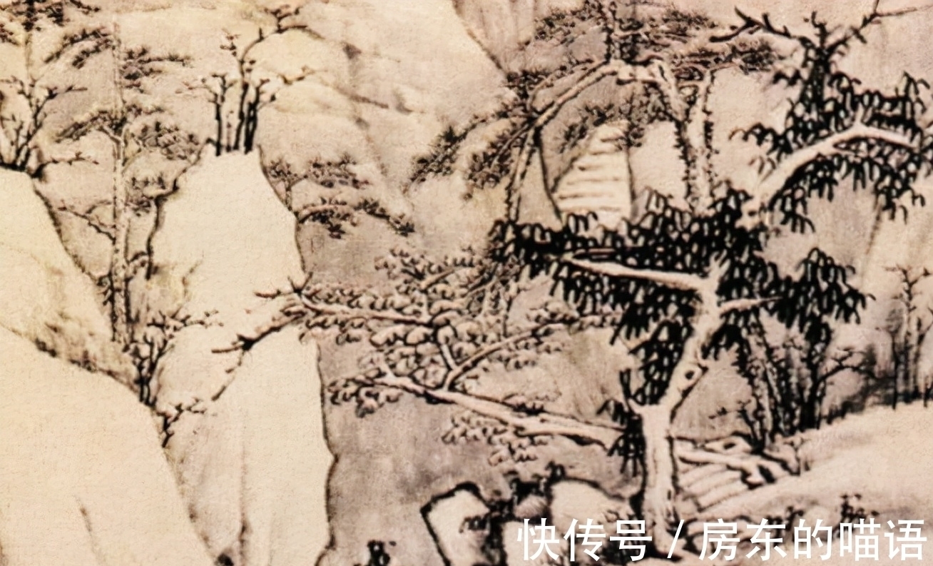 笔墨#古画《松雪图》欣赏：笔墨虚实变化巧妙，突显古人绘画的内容