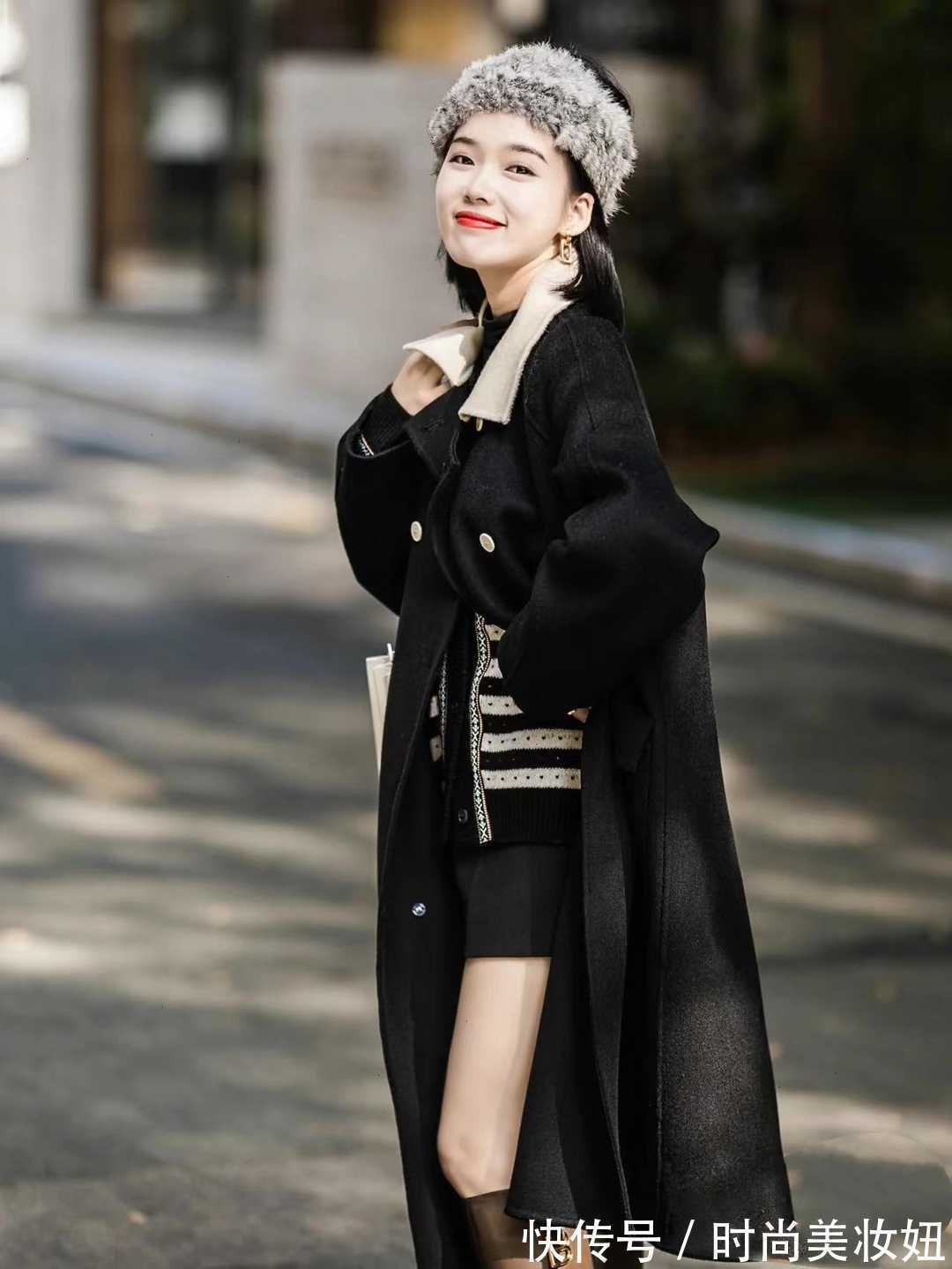 大衣|小个子“大衣+毛衣+长靴”太好看了,时髦显高不说,还很高级