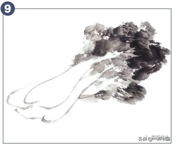 一步一步学画水墨大白菜