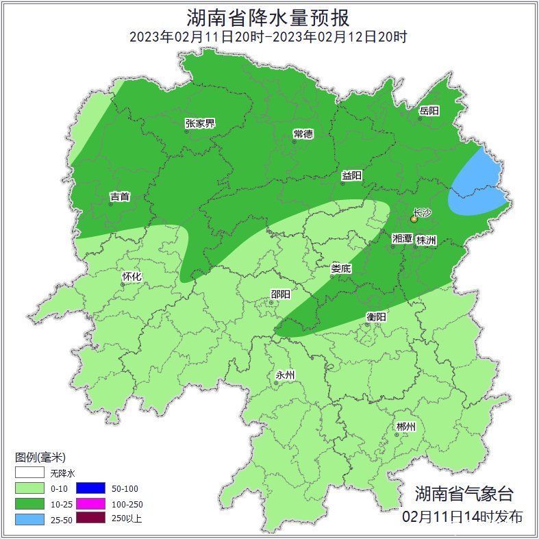 未来三天湖南阴雨维持，明后天风力加大局地阵风6至7级