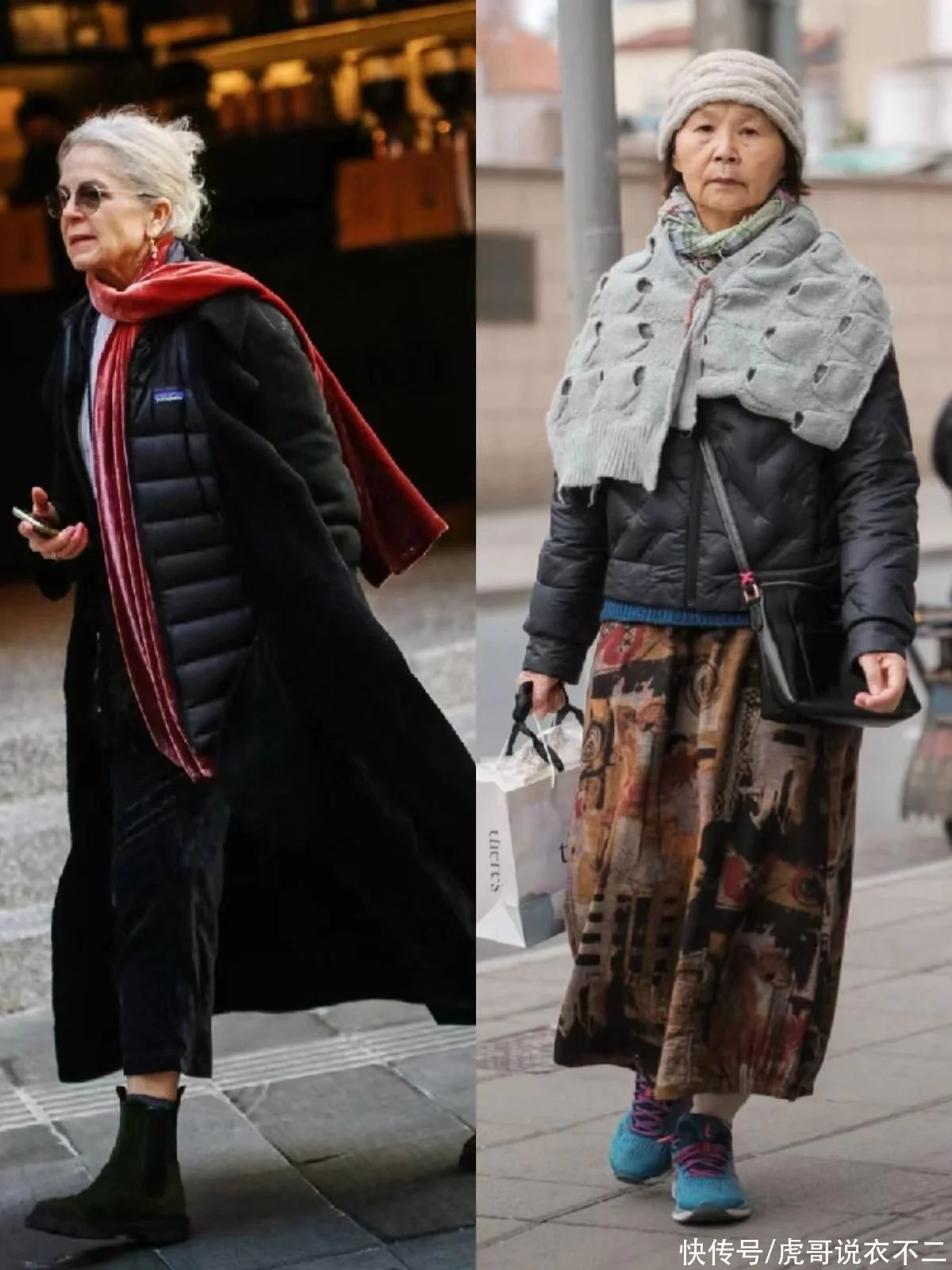 上海冬季街拍告诉你，老年人比年轻人更懂时尚，不扮嫩又保暖优雅