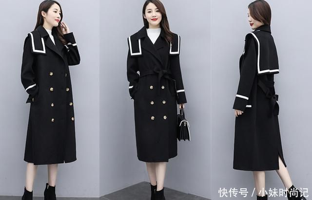 两侧对称斜插口袋设|天气变冷了, 穿搭几款防寒保暖又洋气的毛呢大衣, 让你美美的!