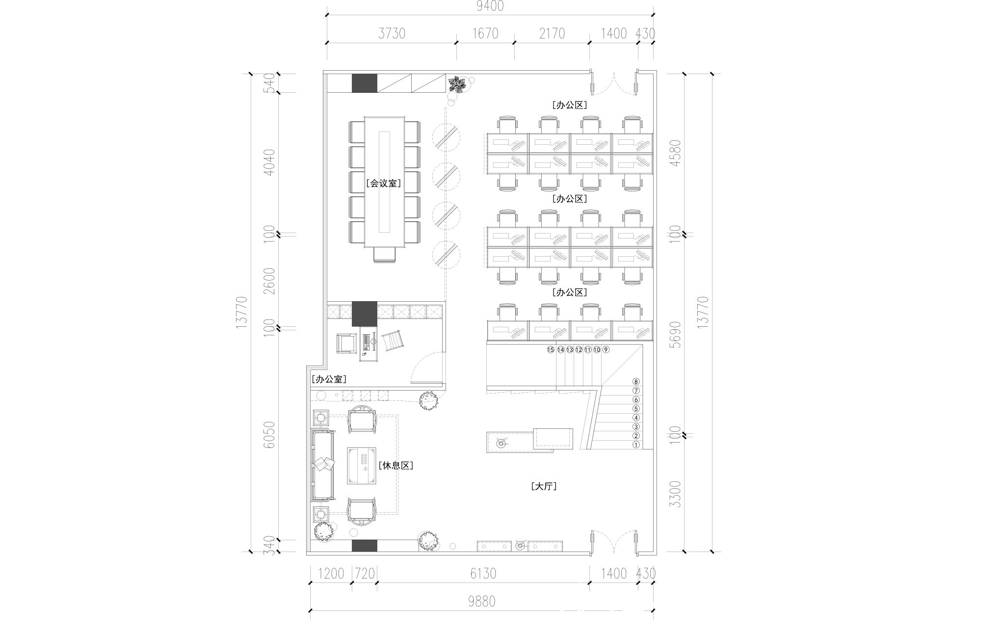 会议室|大气与细致并存,中式工装案例