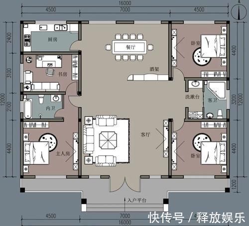 房屋|两套平房户型，一套中式，一套西式，都是面宽16米3室1厅，比较后发现有这么大区别
