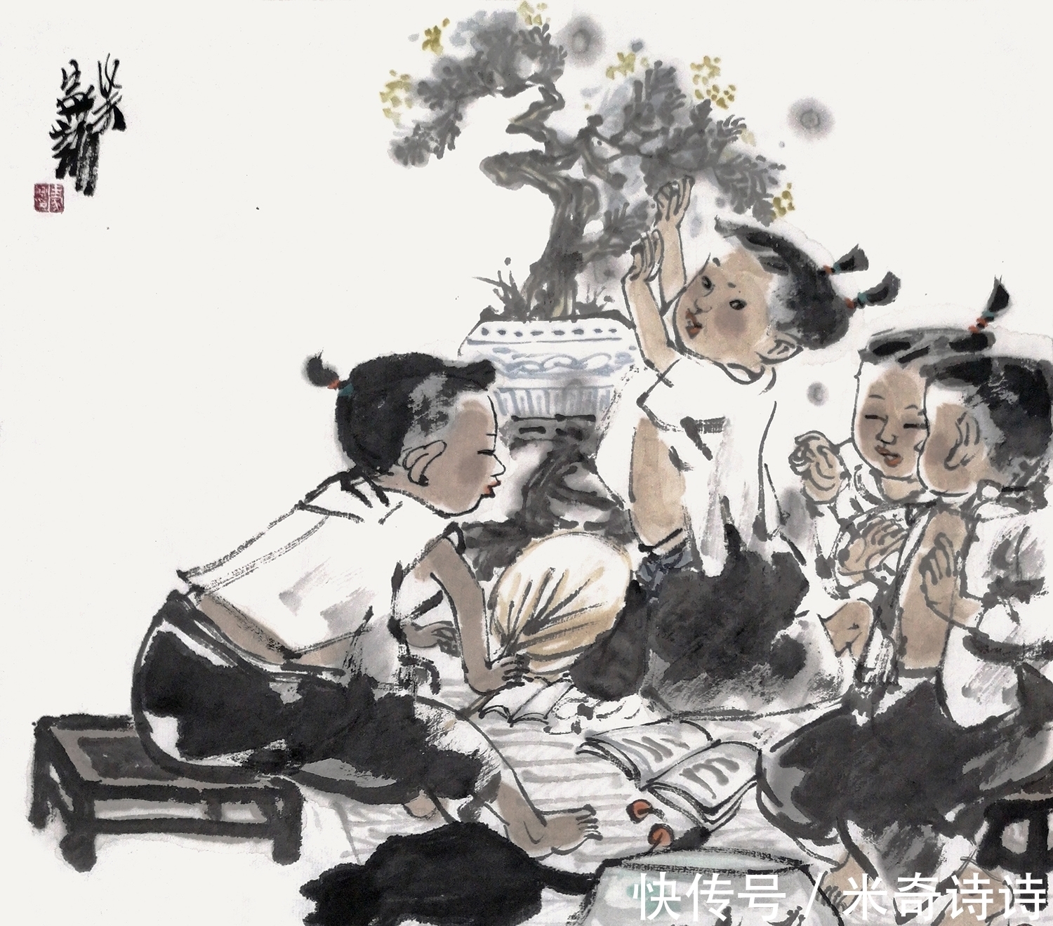 画笔#率真自然,妙趣横生,王家训用画笔描绘童真