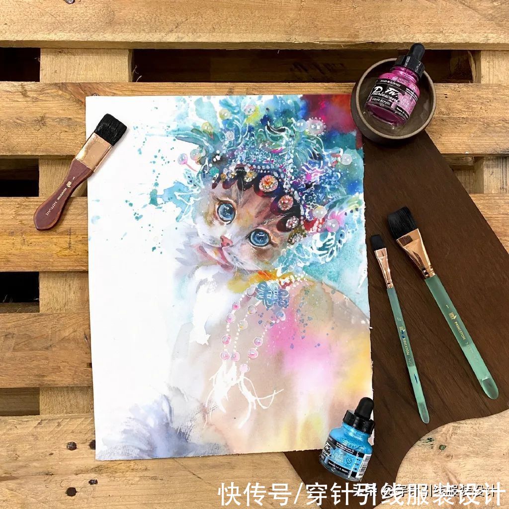 小姐姐#他是抖音水彩第一人，画面充满水墨意境，质感无人能敌