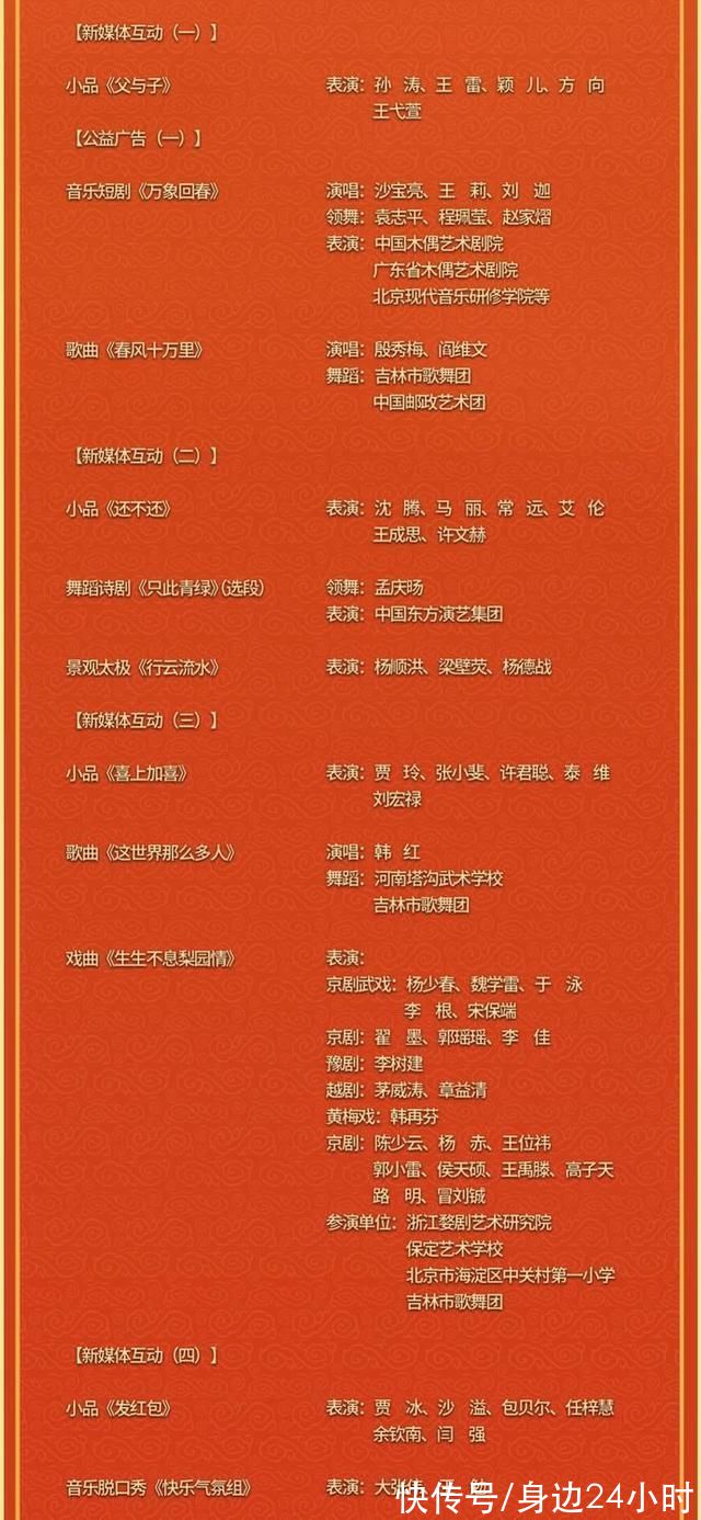 期待吗?春晚节目单来了