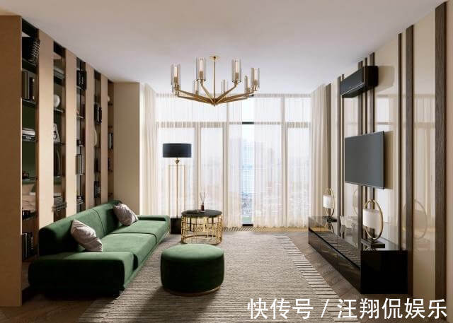 现代风格的轻奢设计,金色与绿色的完美搭配