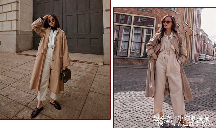 穿对了风衣+阔腿裤有多美最简单的搭配思路,给你早秋搭配灵感