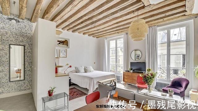 门厅|北京发现一对夫妇的45㎡小家，木头巧妙吊顶，让小宅古朴又时尚！