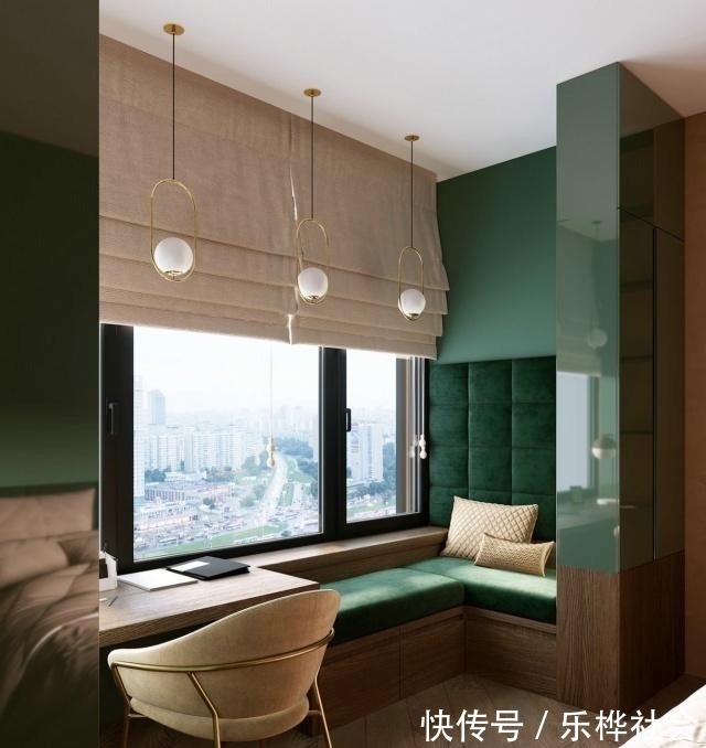 风格|现代风格的轻奢设计,金色与绿色的完美搭配