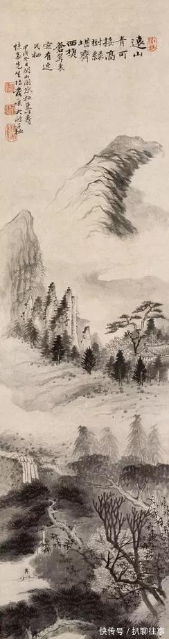 水墨纸本|清初四大画僧笔下的意境山水，不只是养眼