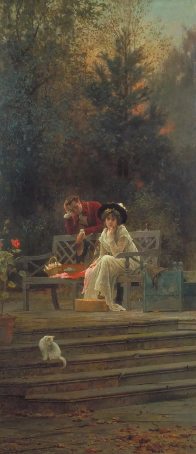 油画&19世纪油画里的性感女人,她们漫步花园时,天堂也不过如此了!