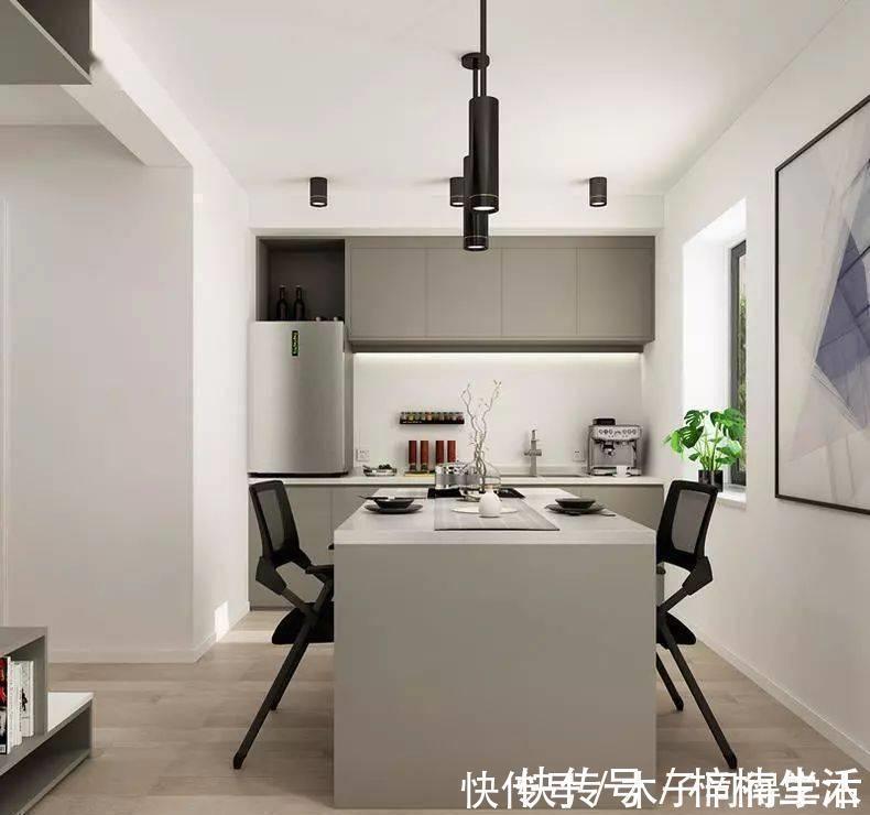 餐桌|女孩的40㎡小家:玄关布置衣帽间,岛台连接餐桌,一人住真惬意!