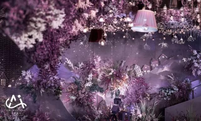 以月见草为设计灵感，打造一场富有诗性的紫色系婚礼