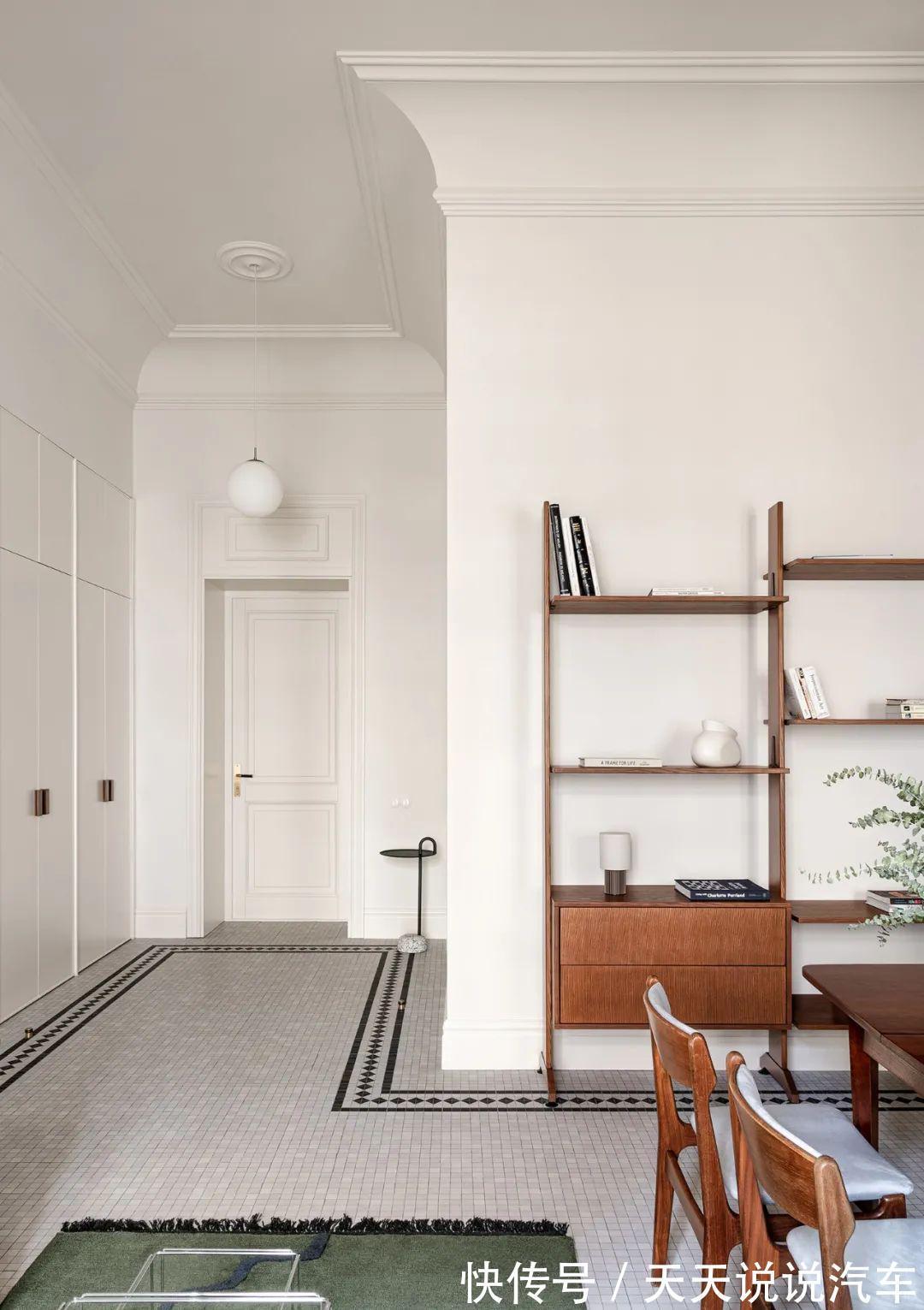 石膏线|57㎡极简,石膏线和复古家具,增加高级感;粉色卫浴间,太好看了