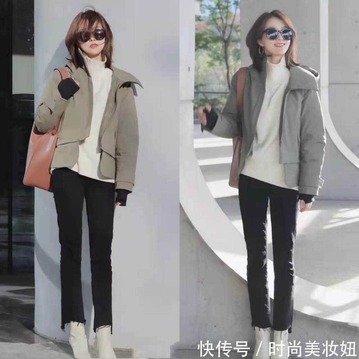 打底裤|冬季短靴别再配打底裤了,试试“9分裤+短靴”,洋气不说还保暖