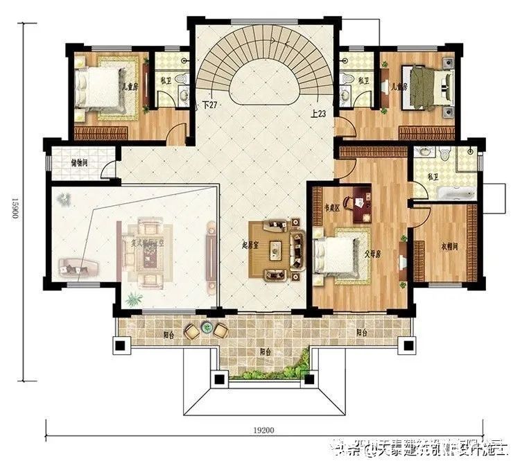 中式风格|四川眉山仁寿三层新中式风格别墅，带堂屋挑空客厅，农村盖房图纸