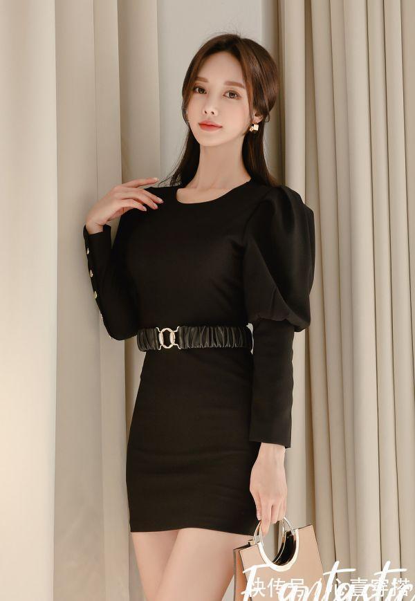 伯爵|女神孙允珠高清时尚搭配：冷峻伯爵暗色复古松香西装裙