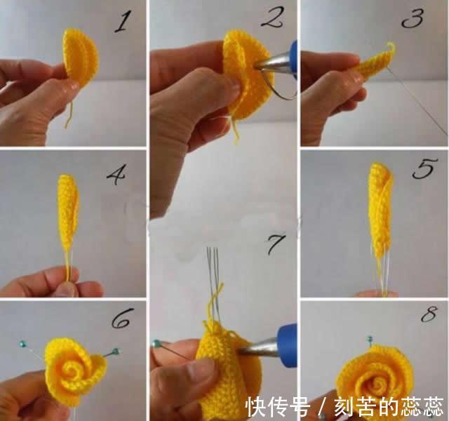 钩针玫瑰花,这么漂亮的花,都是一针一线钩出来的!附图解教程