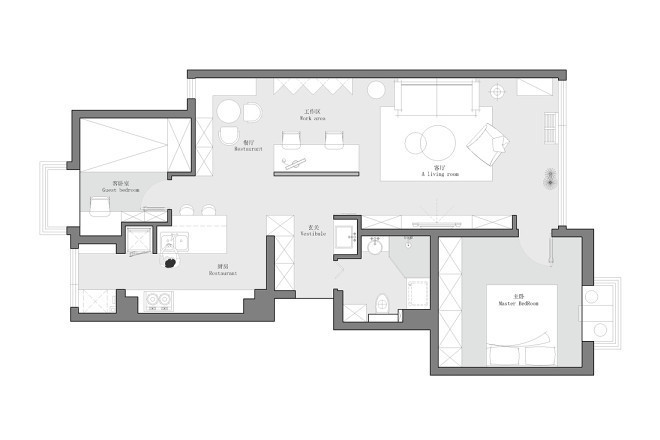 隔断|少见100㎡三居改两居,大胆配色尽显高级