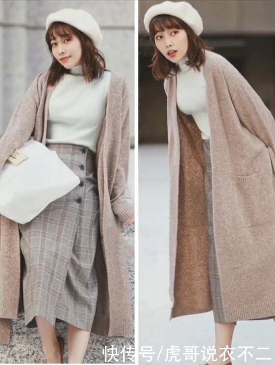针织衫也有大讲究，她的“早春温柔风”搭配模板，照穿成日系女神