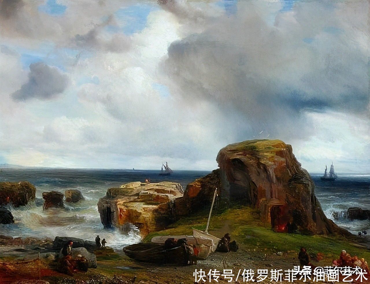 浪漫主义！法国画家让·安托万·西奥多·德古丁海战、海景油画艺术作品欣赏