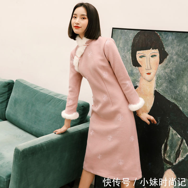 寒冬|寒冬! 一袭毛呢旗袍, 一样秀出曼妙身姿