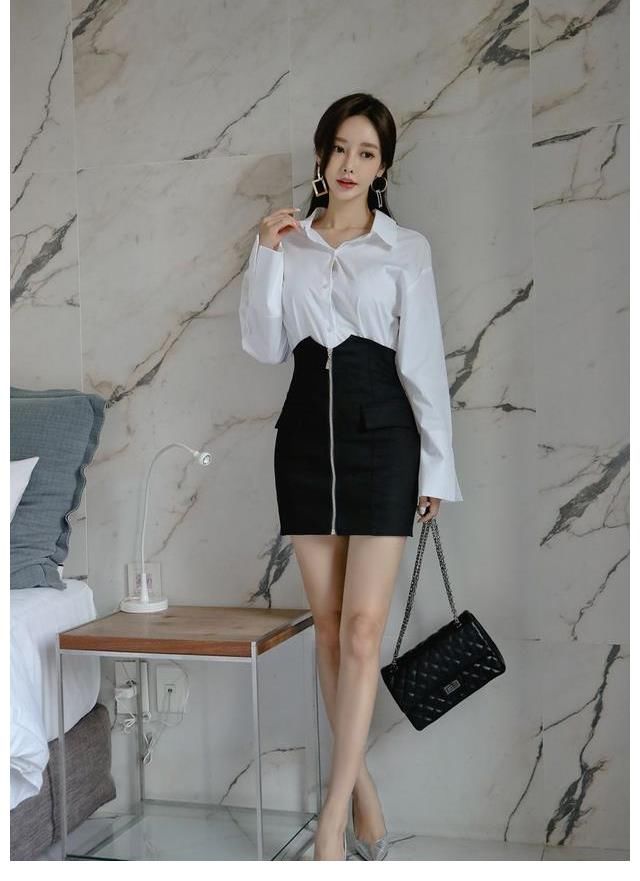 孙允珠|女神孙允珠高清时尚搭配（225）：简约纯白初雪飘仙淡雅包臀裙