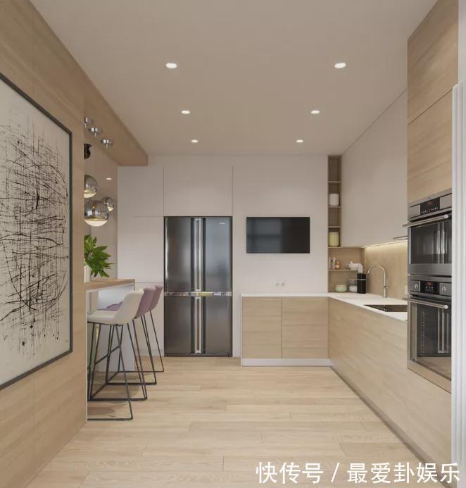 落地窗|126㎡简约新房，朋友说像设计图，开放式厨房还有超大落地窗