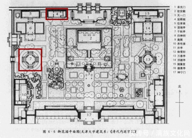 故宫御花园延晖阁和千秋亭前的古柏