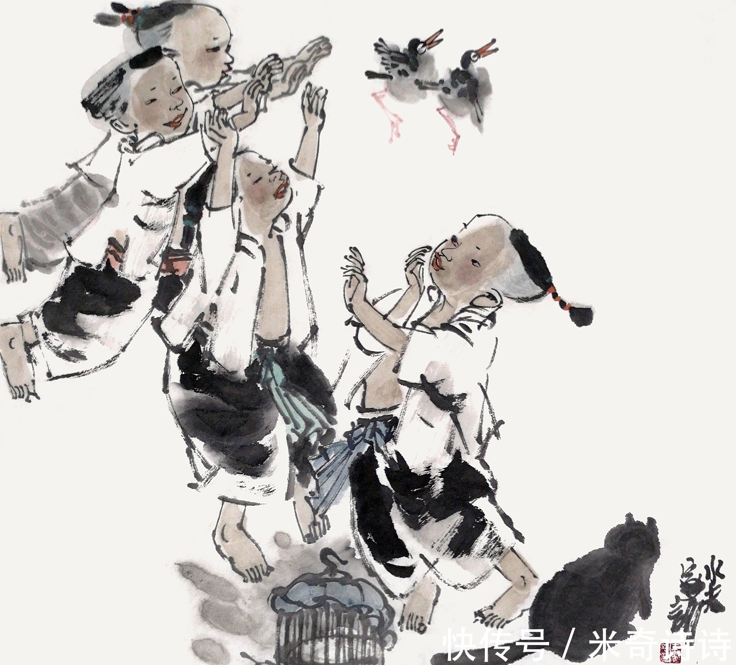 画笔#率真自然,妙趣横生,王家训用画笔描绘童真