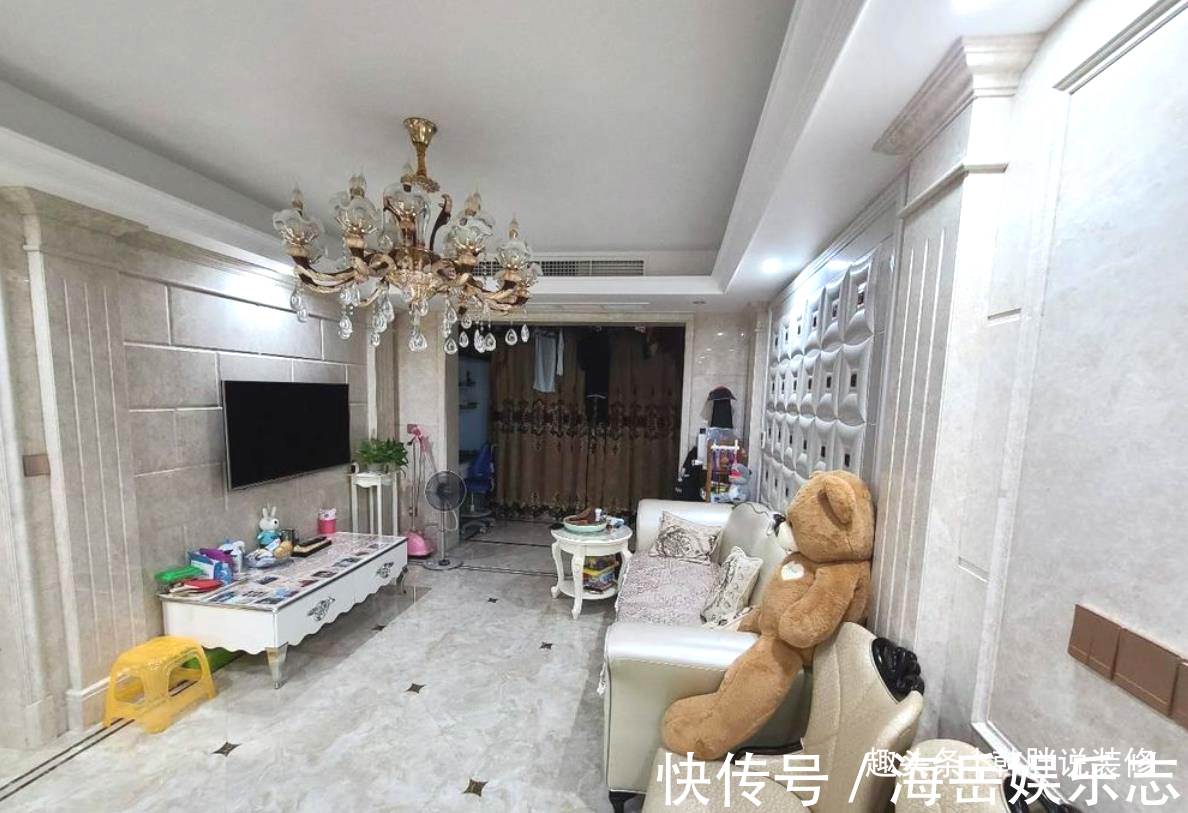 吊顶|参观110㎡三居室，瓷砖上墙配大理石线条，装修简洁却高级感十足