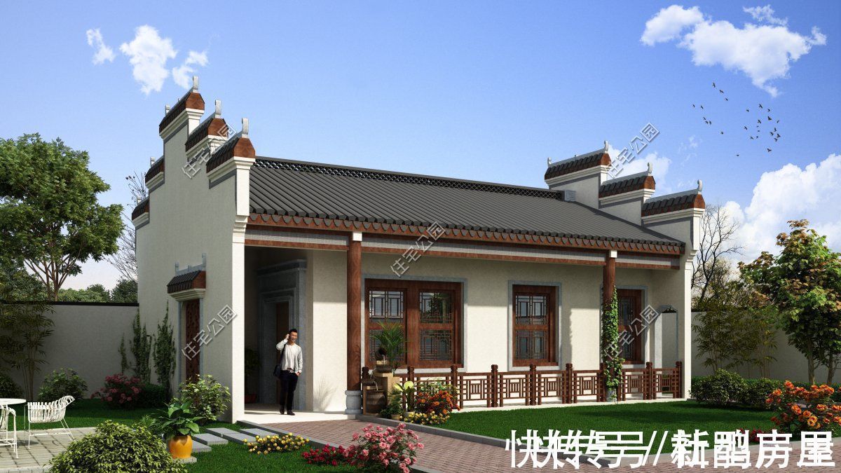 马头墙|别拿一层不当别墅!4套一层户型图纸,农村养老房的最佳选择