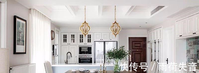 长方形|28万打造159㎡法式风情洋房,光吊顶就3万多,开放式厨房超有情调